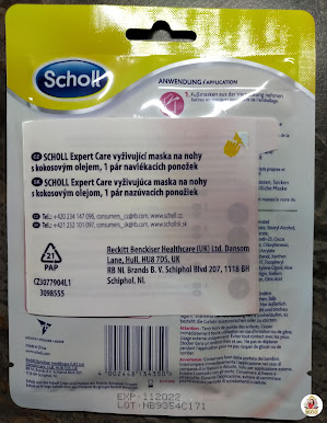 maska na nohy Scholl Expert Care zadná strana obalu