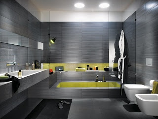 baño en gris y verde