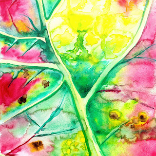 Leaf close up watercolor painting