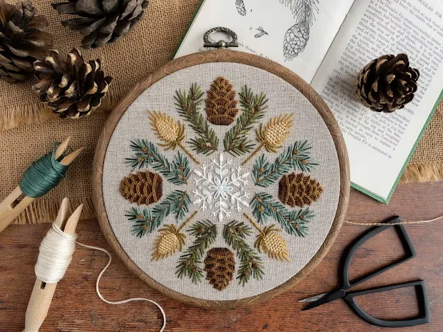 Winter Snowflake and Pine Cones