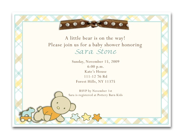 Teddy Bear Baby Shower Invitation | Free Shipping