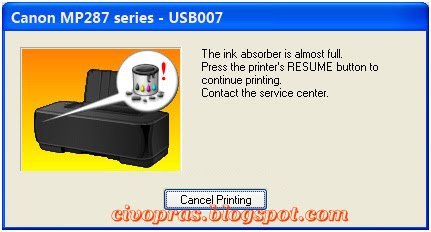 RESET PRINTER CANON MP287 ERROR E08