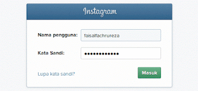 masukkan usernam dan password instagram