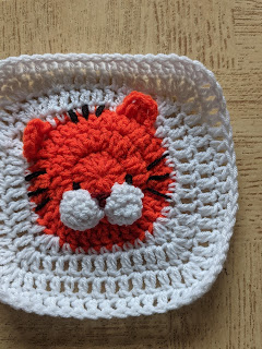 The cutely ferocious T for Tiger Granny Square - a free crochet pattern from Sweet Nothings Crochet