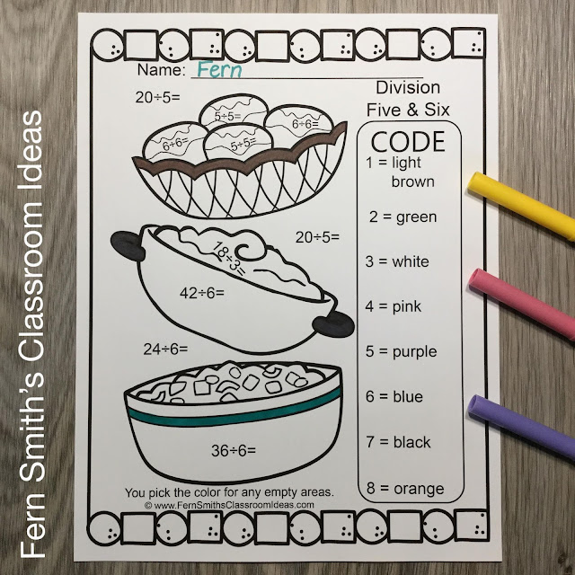 Thanksgiving Color By Number Addition Subtraction Multiplication Division Bundle