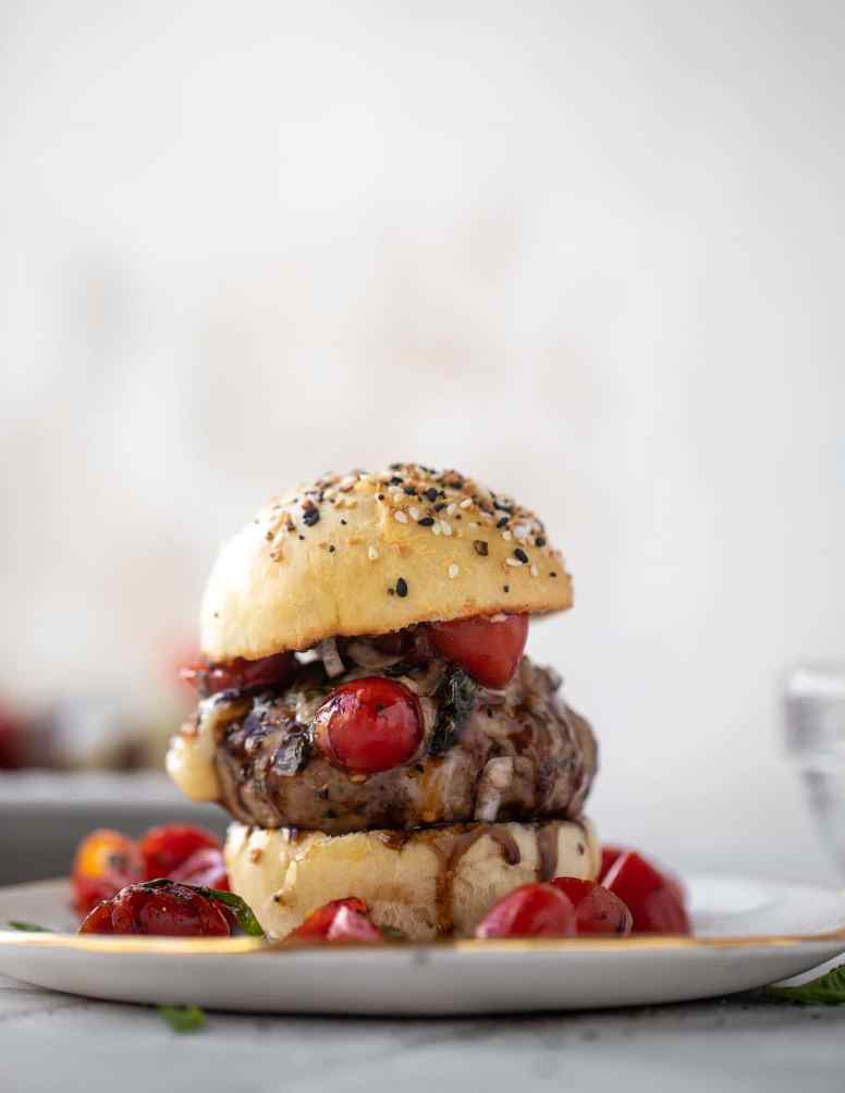 Bruschetta Burgers - Biblically Clean Summer Recipes | Land of Honey