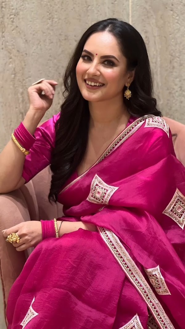 puja banerjee pink saree hot curvy actress