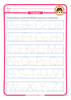 ALFABETO BASTÃO: Atividade para aprender a escrever letra bastão. atividade letra bastão maiúscula para imprimir