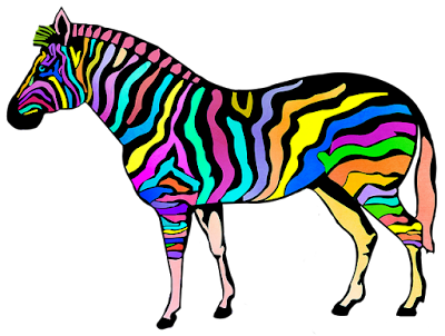 multi coloured striped zebra