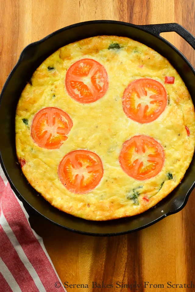 Spinach Fontina Frittata an easy to make breakfast! serenabakessimplyfromscratch.com