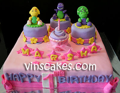 Barney Birthday Cake on Online Cakes Shop  Pinky Cake Barney   Friends For Marsha S Birthday