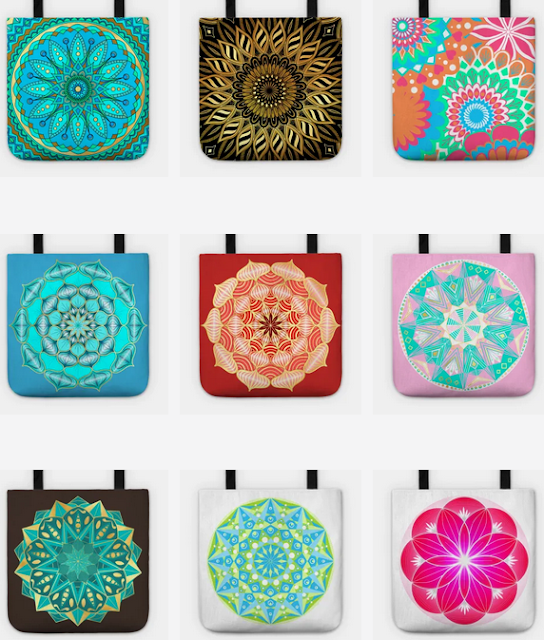 Tote bags with mandala prints