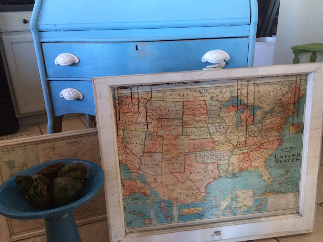 I adore this map in a vintage window frame! Love this idea!