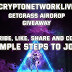 Getgrass Airdrop Giveaway, Cryptonetworklive crypto giveaway.