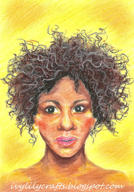 African girl pastel portrait painting