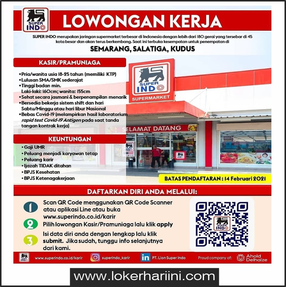 Lowongan Kasir / Pramuniaga PT Lion Super Indo Semarang 2021