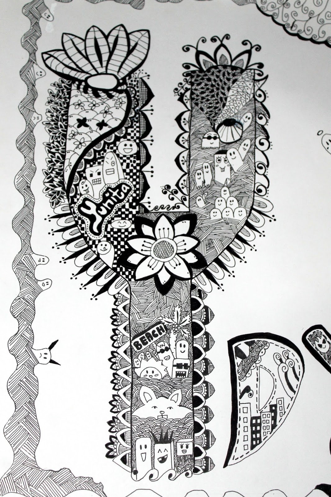 GANESHA Art MOTIF GARIS HURUF DoodlE