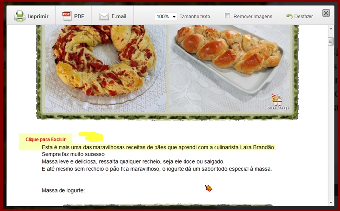 Como imprimir ou salvar as postagens do Receitas 4