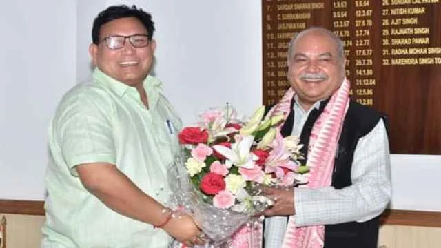 Narendra Singh Tomar Union Minister of Agriculture and  Mr Pramod Boro