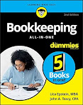 A book titled "Bookkeeping for Dummies" with a blue cover and yellow text, placed on a white background.