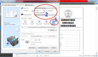 Tampilan setting printer untuk booklet