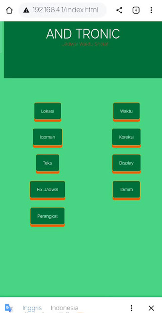 Cara Setting Jam Digital Masjid dengan Android Melalui Browser Menu Setting