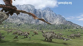 dinosaurs in prehistoric background