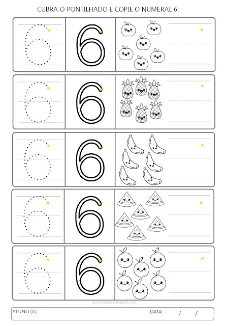 Recursos:  Fichas com os números de 1 a 10 para cobrir, copiar e colorir: Encontre diferentes atividades para cada número, como colagem com diferentes materiais, caligrafia e pintura com cores vibrantes. Materiais criativos: Lápis de cor, tintas, giz de cera, papel, cola, glitter, etc. Sua imaginação: Explore a criatividade e invente novas formas de aprender. Baixe as fichas de atividades, prepare seus materiais e embarque nesta jornada numérica inesquecível!  Ajude seu filho a dominar os números de 1 a 10 de forma divertida e personalizada!  Palavras-chave: Atividade Pré-escolar, Números de 1 a 10, Colagem, Cópia, Caligrafia, Pintura, Coordenação Motora Fina, Raciocínio Lógico, Contagem, Criatividade, Aprendizagem, Diversão, Mural Colorido.  Dicas para tornar a atividade ainda mais especial:  Cante músicas sobre os números enquanto a criança realiza as atividades. Crie jogos de adivinhação com os números. Conte histórias que utilizem os números como personagens. Exponha os números que a criança completou em um lugar especial. O importante é que a criança se divirta enquanto aprende!  Exemplo de atividade para o número 1:  Cole 1 pompom no círculo. Desenhe 1 flor. Escreva o número 1 no espaço indicado. Pinte o número 1 com a cor que você mais gosta. Explore as diversas atividades disponíveis para cada número e personalize a jornada de aprendizado do seu filho!