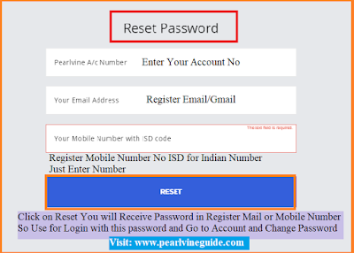 Reset Pearlvine Account Password