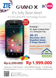 ZTE Grand X Android Smartphone Harga  Rp 1.999.000