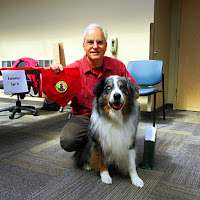 Steve and Hobie posing after successfully completing Pet Partners  therapy dog training and testing - June 2015