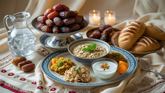 Traditional Suhoor meal setup