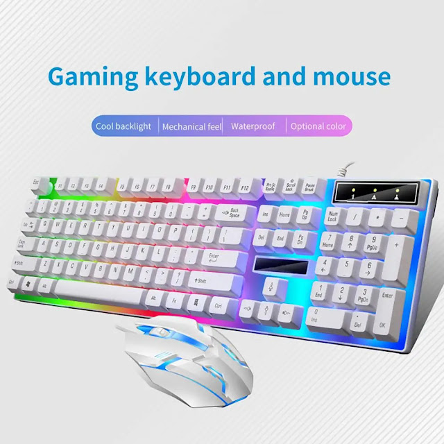 2Pcs/Set G21B Computer Keyboard Mouse RGB Backlight Gaming Keyboard Wired Mouse Kit USB Mechanical Gaming Keyboard Mouse Combos