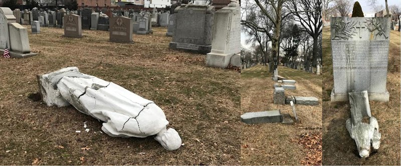 Profano ataca 63 lápidas y tumbas en cementerio católico de Brooklyn  donde están sepultadas  varias celebridades 