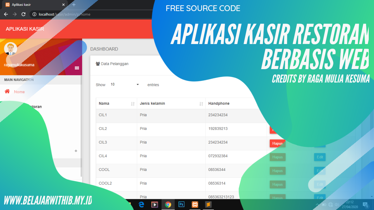 Aplikasi kasir restoran berbasis web - Free source code