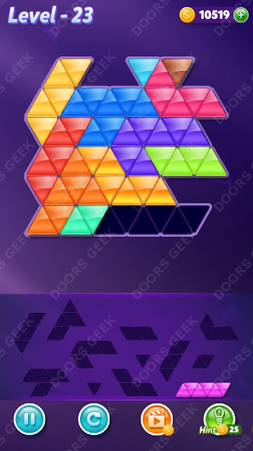 Block! Triangle Puzzle 12 Mania Level 23 Solution, Cheats, Walkthrough for Android, iPhone, iPad and iPod