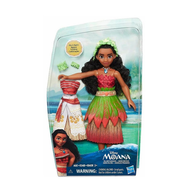 Coffret Disney Vaiana mode des îles, incluant poupée et deux tenues.