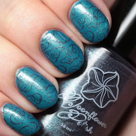 Moonflower Polish Huracán stamped over Mar Caribe (Caribbean Sea)