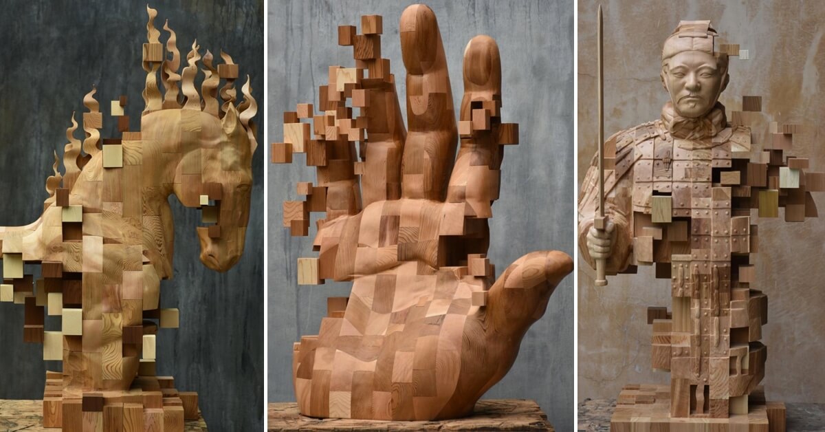 Stunning Wood Sculptures That Look Like Pixelated Glitches