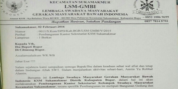 Heboh...GMBI Ajukan Propsal 255,6 Juta Ke Bupati