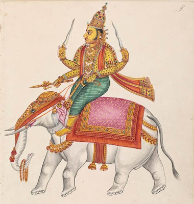 Indra, il dio indù della guerra e dei temporali.