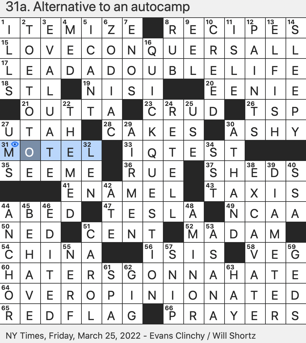 Rex Parker Does the NYT Crossword Puzzle: Pandora releases / FRI 3-25-22 / Adage first attributed Virgil's "Eclogue X" / Alternative to an autocamp / Maude's widower on The Simpsons /