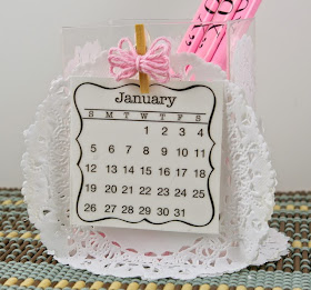 SRM Stickers Blog - Shabby Chic Mini Calendar by Michelle - #calendar #mini #twine #pencils #clearbox