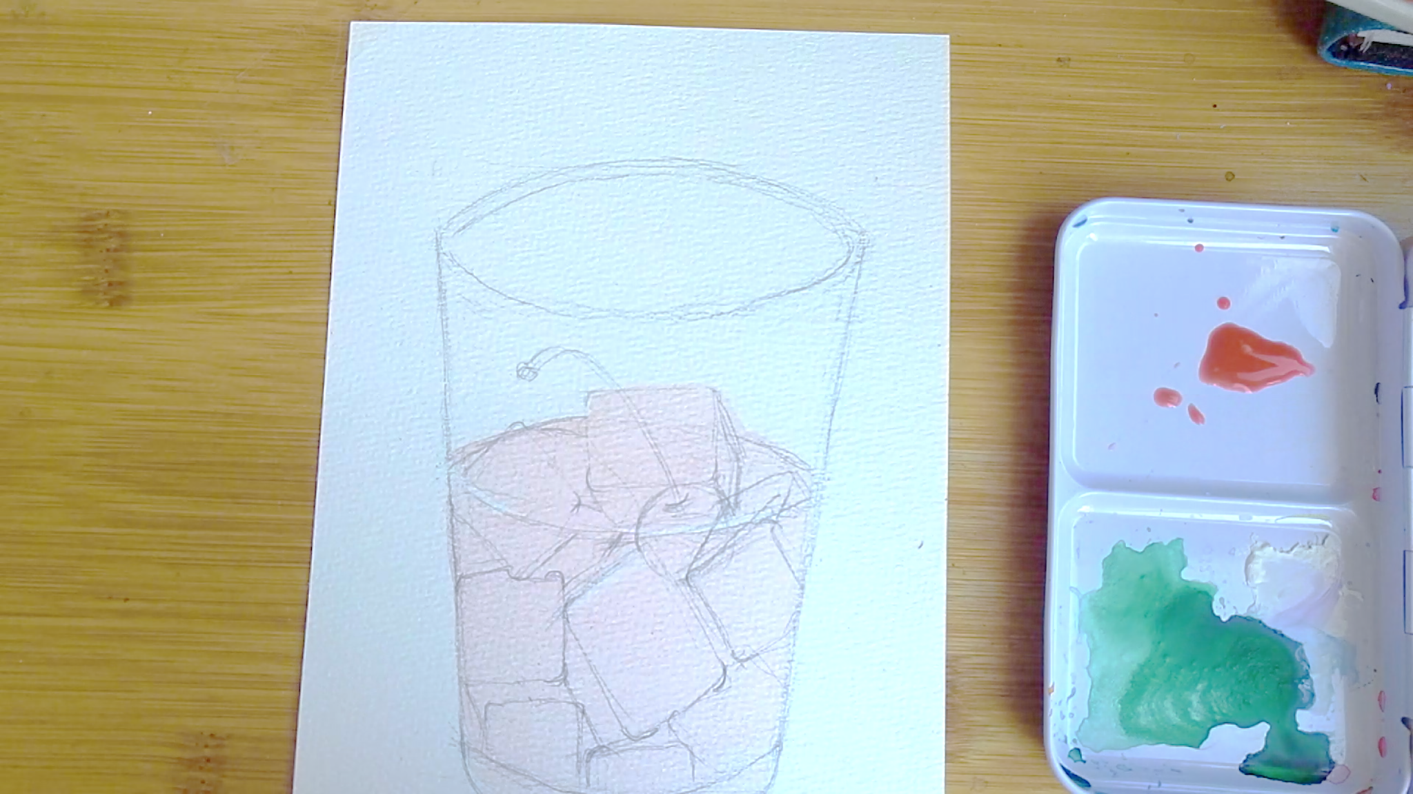 How to paint watercolor cherry ice water step by step for beginner #watercolor, #drink #tutorial