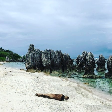 Rocks Come Out on Sand in Nauru Beaches