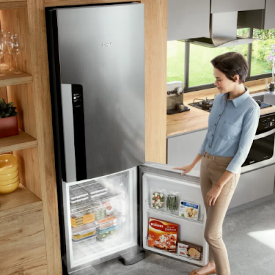 Acabamento Evox Geladeira Consul Frost Free Duplex 397 litros Evox com freezer embaixo - Por: R$ 3.929,00