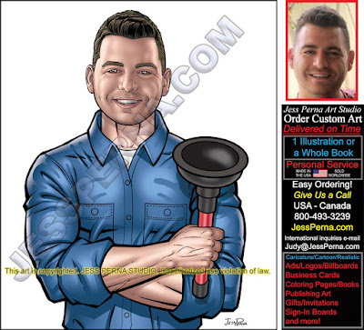 Plumber Holding Plunger Truck Wrap Website Ad