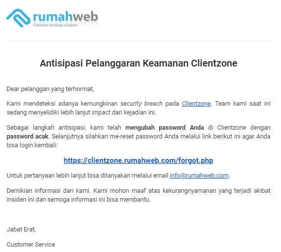 Security Breach dan Antipasi Pelanggaran Clientzone di Rumah Web