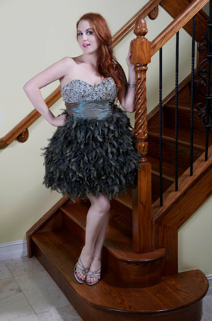 jeweled sweetheart neckline with a feather skirt, Patricia South Bridal, Prom, Prom Dress, Katie Scarpati, Mary Scarpati, Miami Bloggers, South Florida Bloggers, Twin Bloggers, Blog, Blogger, Beauty Blogger, How To Style, Prom Dress Fashion, Fashion, Fashion Blogger, Fashion Blog, Style, Twin Vogue, Red Hair,