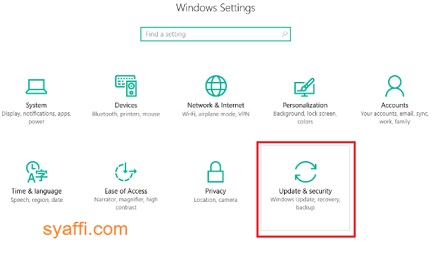 Update and Security Windows 10